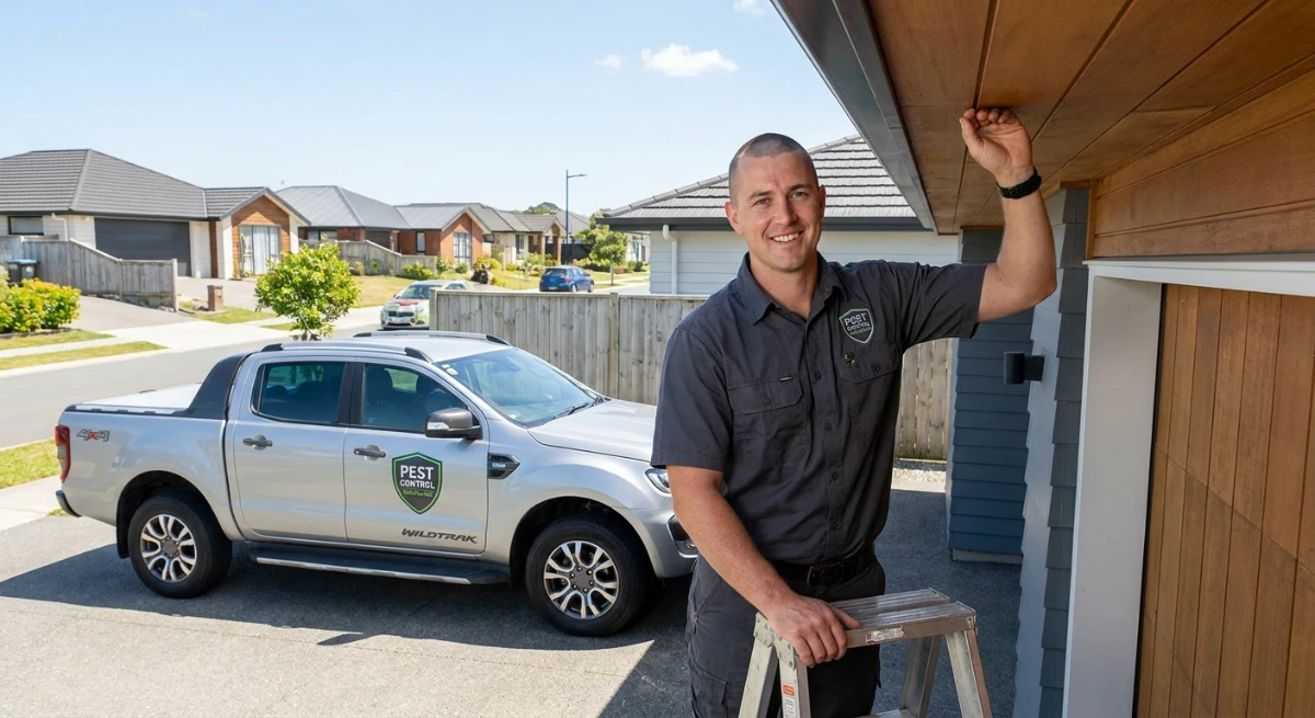 Sunnyvale Pest Management Technician inspecting roof