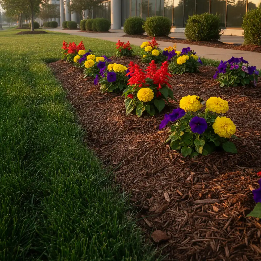 Detailed commercial yard services and landscaping maintenance