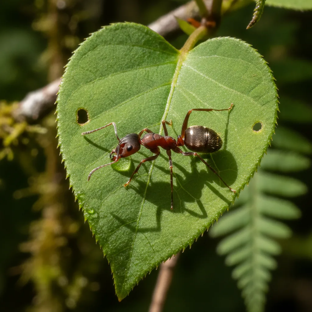 Macro close-up of an Argentine ant in an outdoor environment